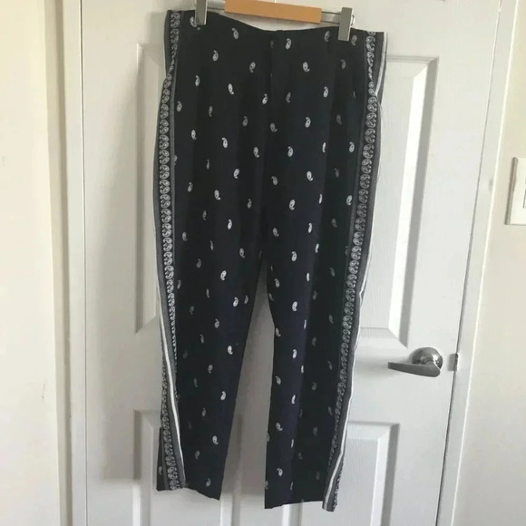 TOMMY HILFIGER blue bandana design  wide leg casual pant SZ 10 - Picture 3 of 14